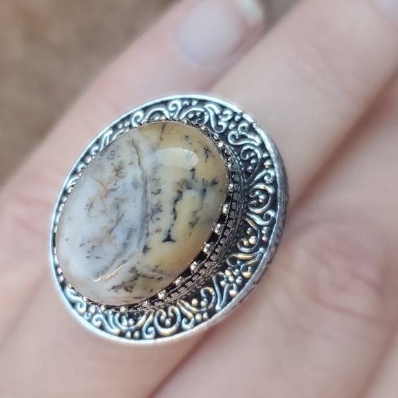 New Dendritic Opal 925 Silver Statement Ring. - Picture 8 of 16